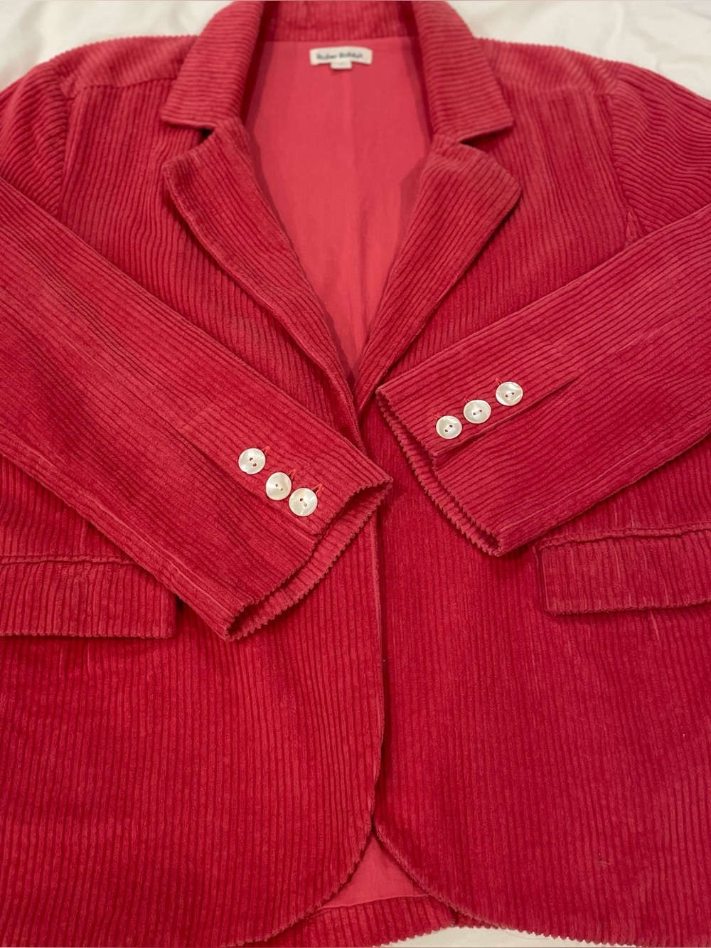 Roberta Roller Rabbit Wide-Wale Pink Cotton Corduroy Blazer
